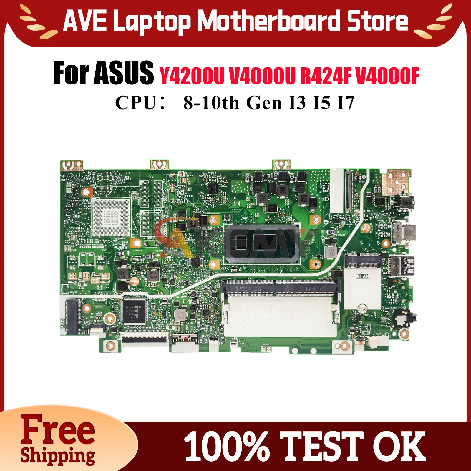 

X412FA Laptop Motherboard For ASUS X412FLG X412F X412FAC Y4200U X412FL V4000U V4000F X412FJC R424F Mainboard With I3 I5 I7 CPU