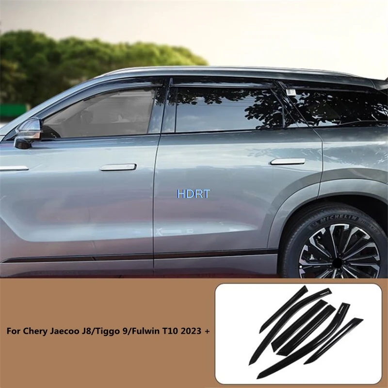 Car Style Window Visor For Chery Jaecoo J8/Tiggo 9/Fulwin T10 2023 + Rear View Mirror Rain Eyebrow Shelter Shade Weather Shield