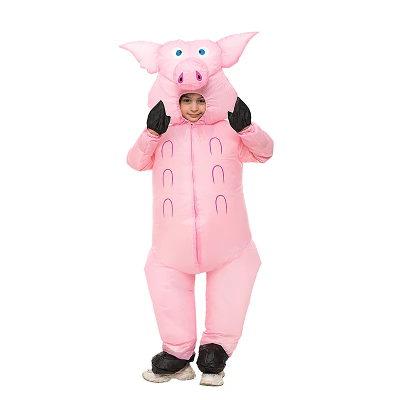 Kids Adult Cute Pink Pig Inflatable Costume Anime Suits Dress Mascot Halloween Party Cosplay Costumes for Man Woman Boys Girls