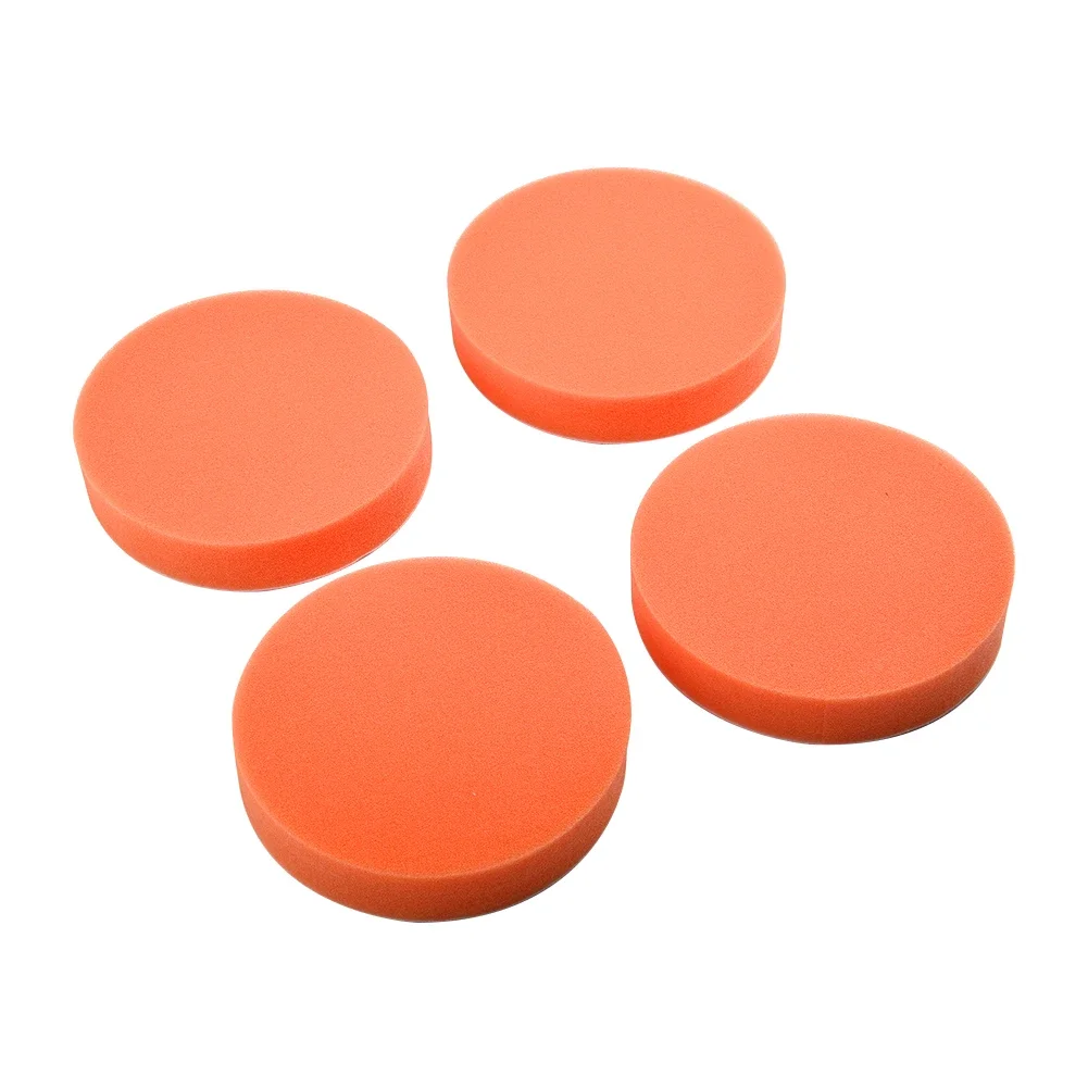 4Pcs 125mm Car Polishing Sponge Orange Smooth Flat Sponge Polishing Pad Set Polishing Grinding Waxing Power Tools Accessories