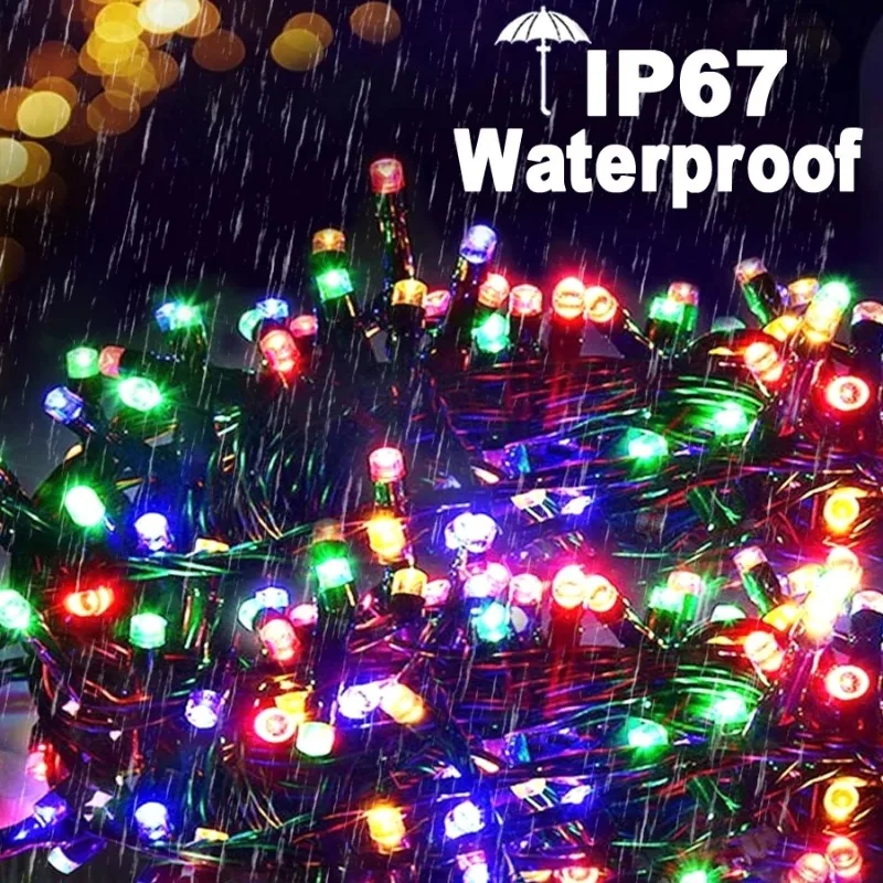Solar String Lights Outdoor Waterproof Fairy Lights String 8 Mode for Home Gardens Wedding Party Outdoor Tree Decorations