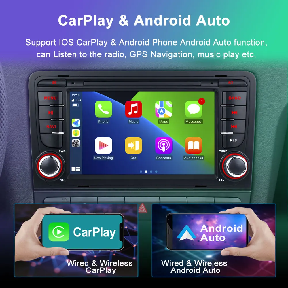 Android 12 Car Multimedia Radio Player For Audi A3 2003-2013 Touch Screen Wireless CarPlay Bluetooth 4G FM GPS Navigation