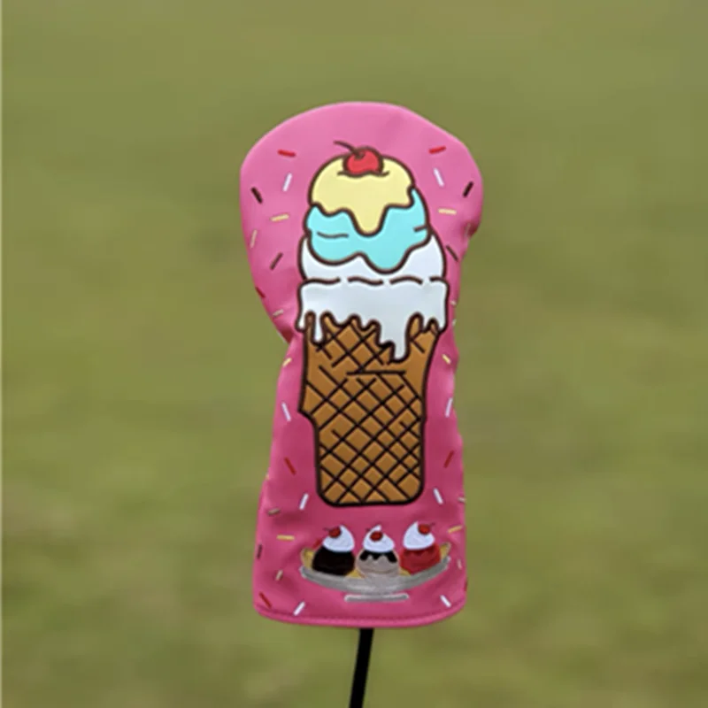 Cubierta de madera de Golf con diseño de helado, juego de protectores impermeables híbridos para Conductor de Fairway, cubiertas duraderas para