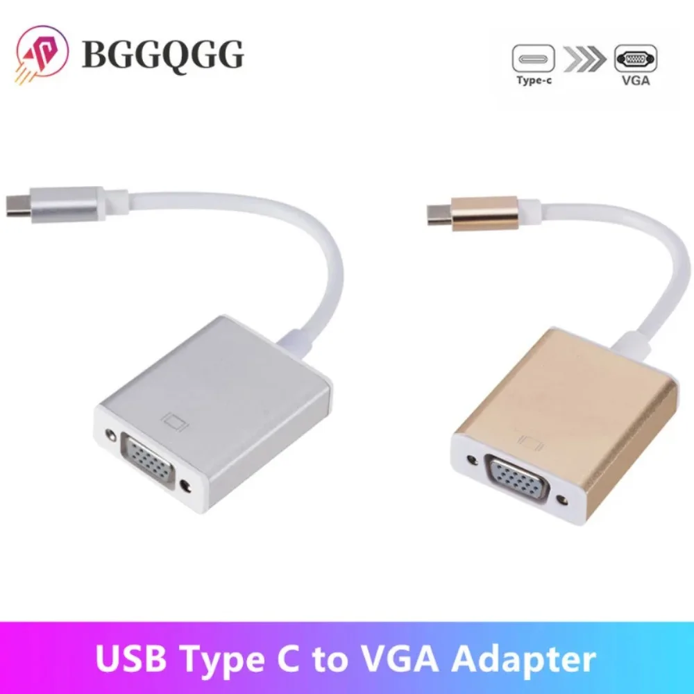 USBC To VGA Adapter USB 3.1 Type C Male To Female VGA Converter Cable 1080P FHD for Macbook 12 Inch Chromebook Pixel Lumia 950XL