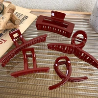 UXSL Navidad y Año Nuevo vino rojo geometría pelo garra tiburón Clip para mujer elegante versátil horquilla accesorios para el cabello de moda
