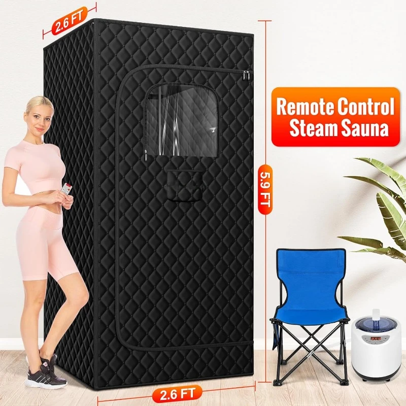 Sauna Box, Portable Steam Sauna, Portable Sauna for Home, Sauna Tent with 2.6L Steamer, 9 Levels, 2.6’ x 2.6’ x 5.9’，home.