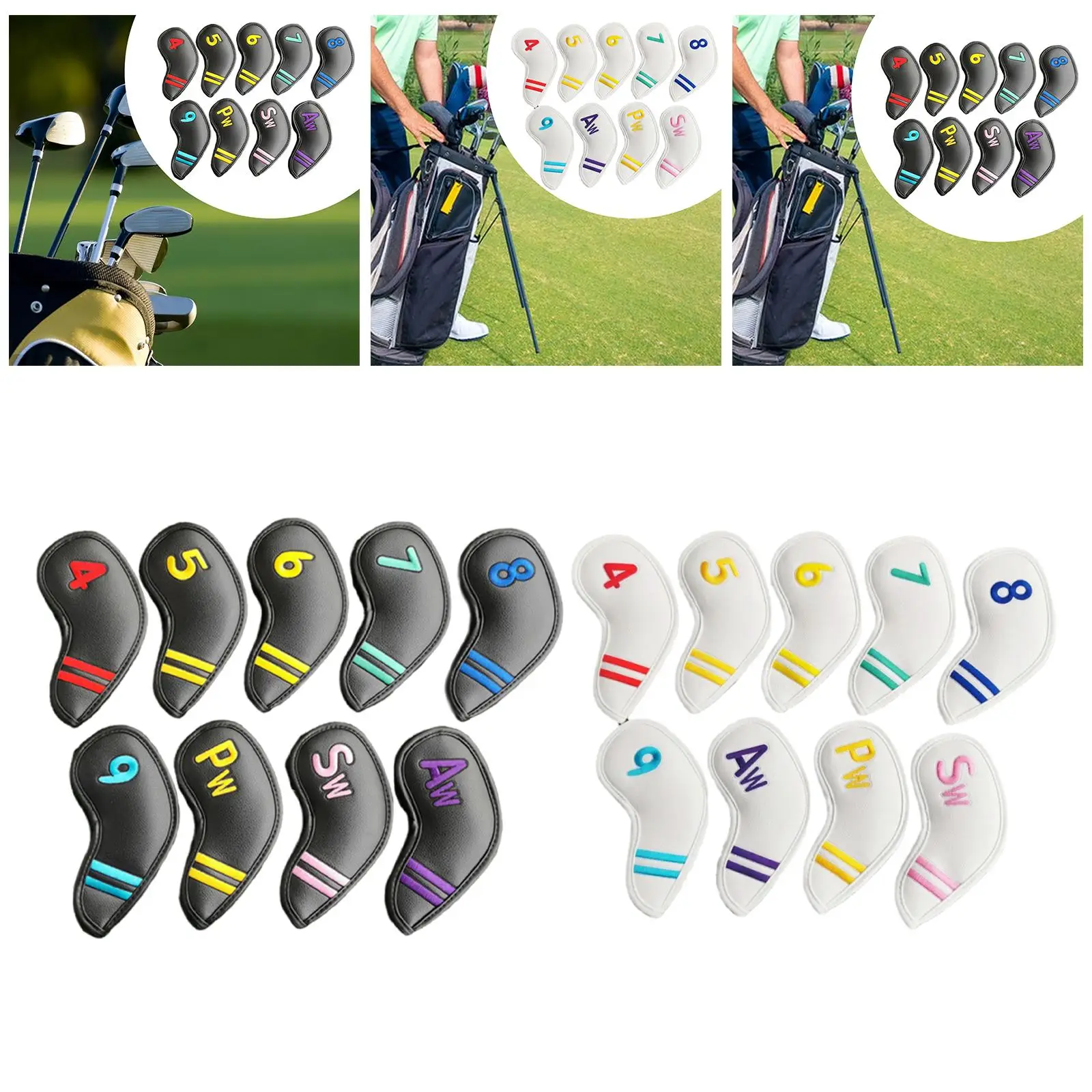 

9 Pieces Golf Club Head Covers Dustproof Fits Most Club Keep Club protected