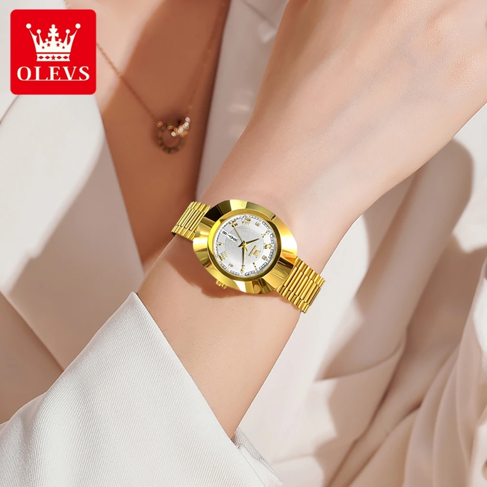 OELVS Original Imported Quartz Women\'s Watch Tungsten Steel Case Luxury Gold Fashion Elegant Diamond Waterproof Women\'s Watch