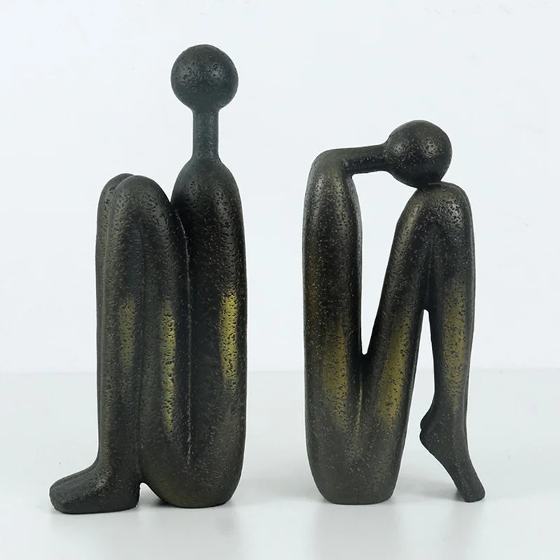 Creative Resin Thinker Figure Sculpture Craft Bookend Living Room Ornament Abstract Figure Statue Office Study Decoration Gift