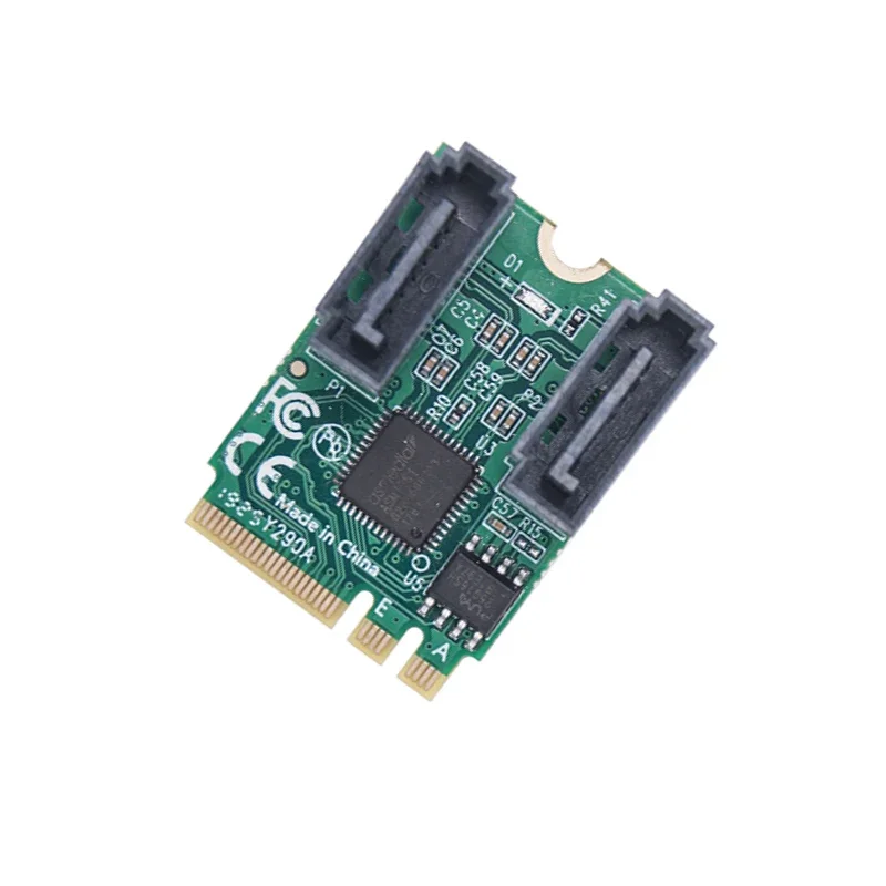 M2 A+E Key To Dual Port SATA3.0 Expansion Card PCle 3.0 KEY A+E WIFI M.2 To SATA for NGFF 2230 SSD Adapter Cards for PC Computer