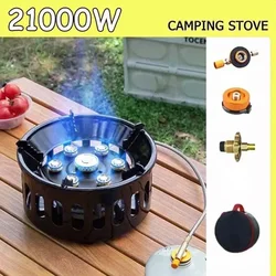 19800/21000W 7-Core Camping Stove High-Power Gase Burner Windproof Stove Electronic ignition Outdoor Stoves Hiking Camping 2023