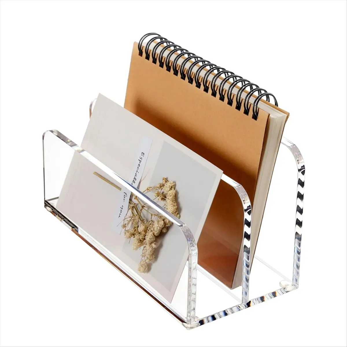 A67T NEW Acrylic Mail Holder Mail Organizer Countertop with Letter Sorting Compartments Essential
