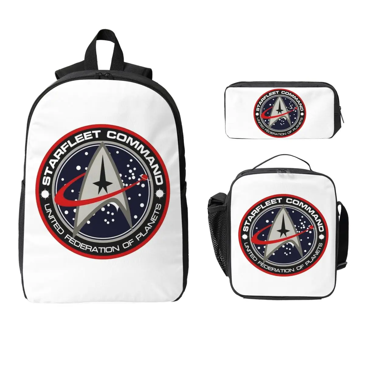 Star Treks Science Fiction TV Series Backpack BookBag School Bag Laptop Shoulder Bags 3ps Insulated Lunch Bag Pencil Case