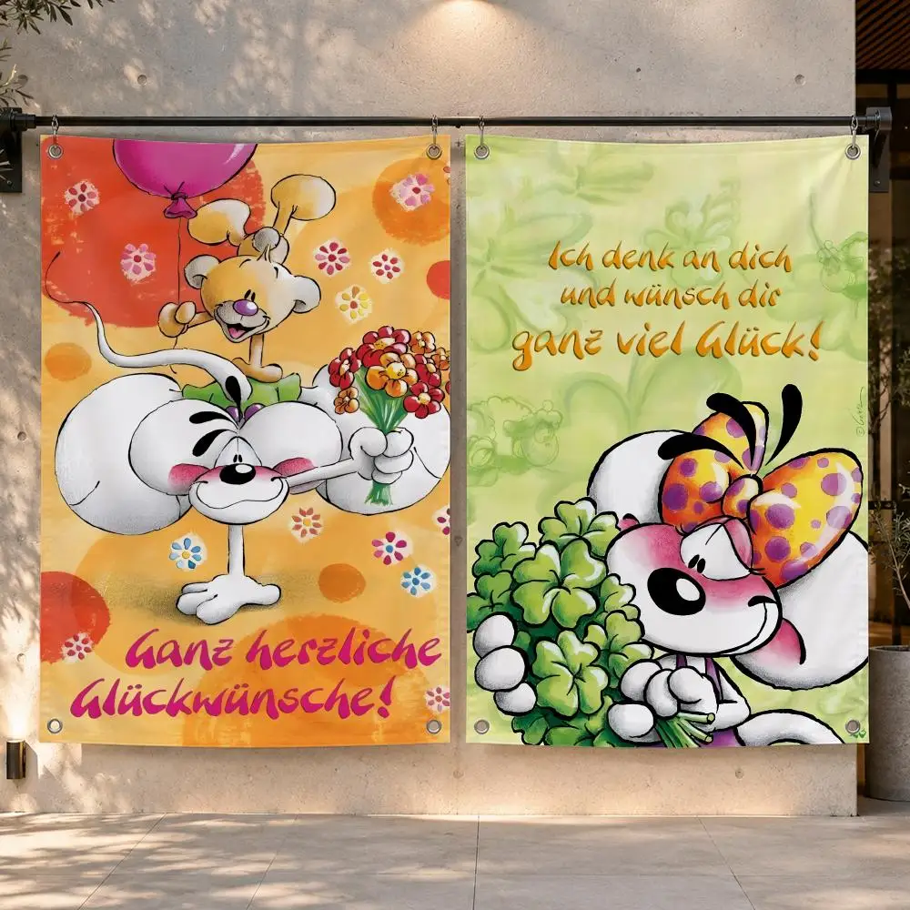 Character Diddl Flags  Funny Flags for Bedrooms Home Decor Items Outdoor Decors Garage Decoration Flaga