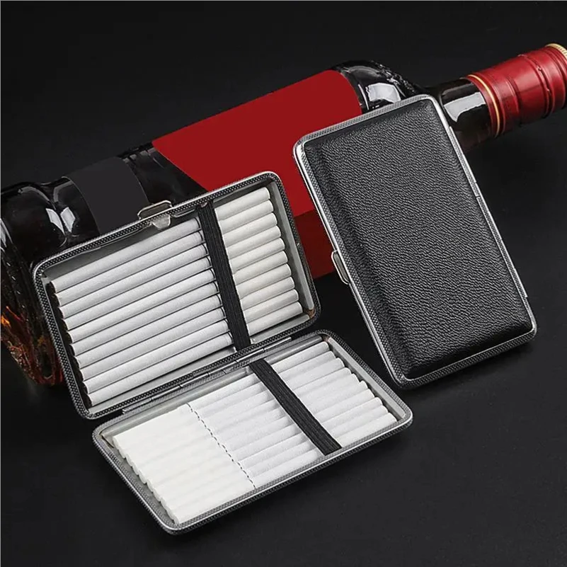 

Leather Cigarettes Case Creative Classic 20-piece Pocket Box Cigarettes Storage Reusable PU Leather Cigarettes Container
