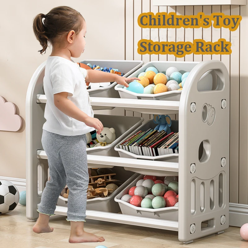 

Multifunctional Children's Toy Storage Rack 3-Layers Large Capacity Organizer Shelf Cabinet Home Furniture Sundries Storage