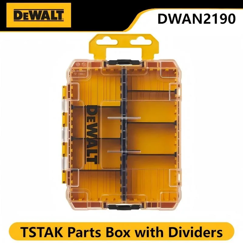 DEWALT Set di custodie medie resistenti - Scatola in plastica trasparente, custodia impilabile multifunzionale DWAN2190