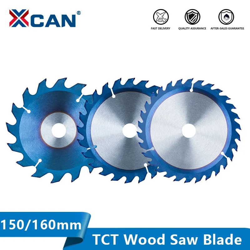 XCAN TCT Circular Saw Blade 150/160mm Carbide Tipped Wood Blade 16/24/30T Nano Blue Coated Wood Cutting Disc