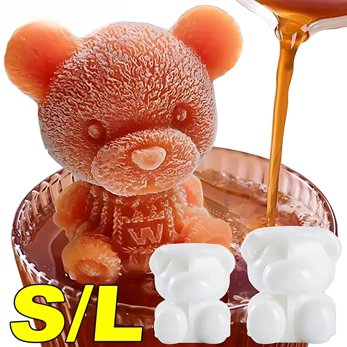 3D Bear Ice Cube Mold Cube Silicone Bear Ice Grinder Ice Cream Coffee Making Tools Cold Drink DIY Ice Cream Molds
