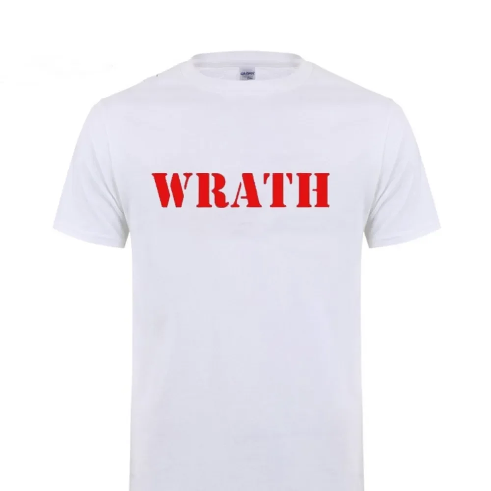 Limited WRATH Natural Selection Logo Printed T Shirt For Men Male Cotton Short Sleeve Streetwear O Neck Funny T-Shirt Tshirt