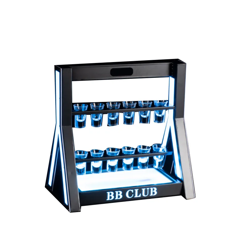 

LED luminous cocktail holder bullet cup holder luminous cup holder ktv bar on liquor bar Baijiu cup two-layer wrought iron