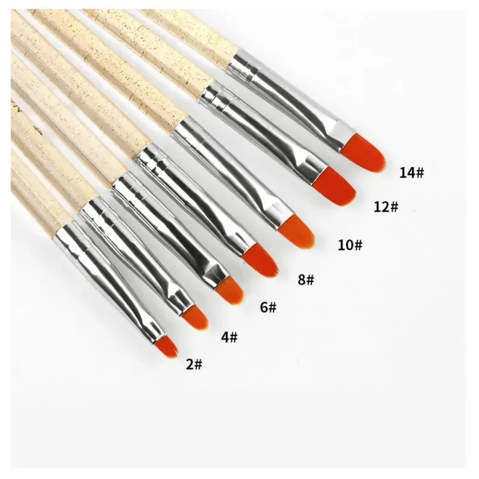 Set de 7 pinceles de nylon para gel UV y acrílico, pinceles de dibujo para diseño de uñas, suministros profesionales 4