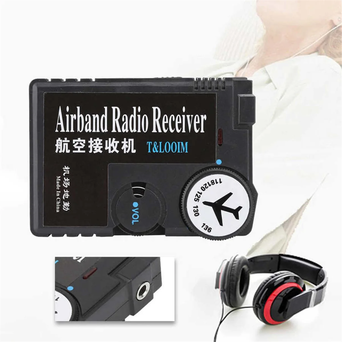 ABSQ-118-136MHz Airband Radio Receiver High Sensitivity Air-To-Ground Aeronautical Band Receptor Digital Radio Receiver