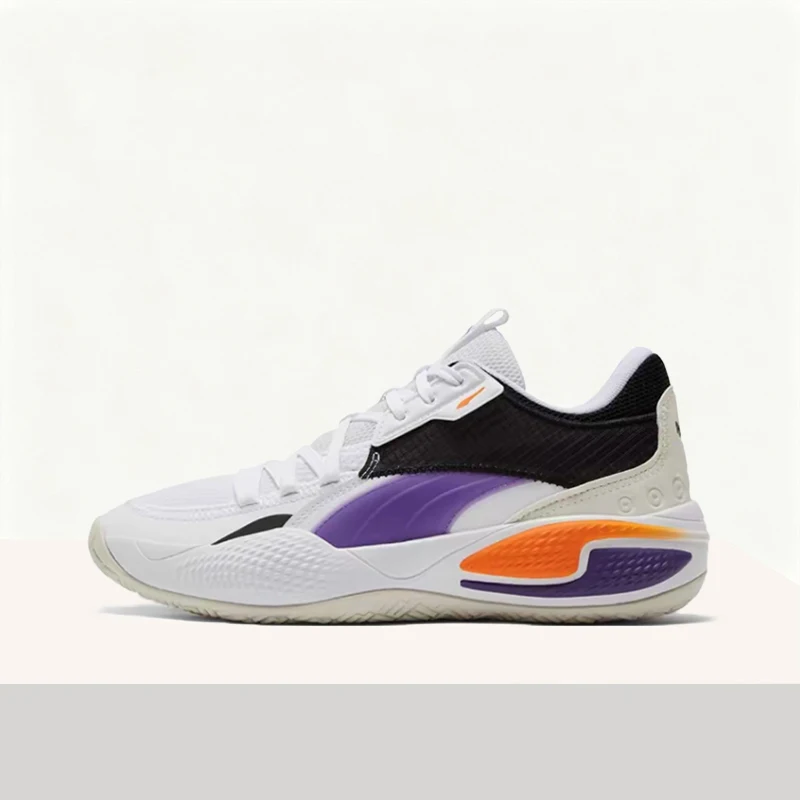 

PUMA Court Rider 1.0 Supportive, Cushioned, Soft, and Responsive Low-Top Basketball Shoes (Unisex) in Black and Purple 195634-02
