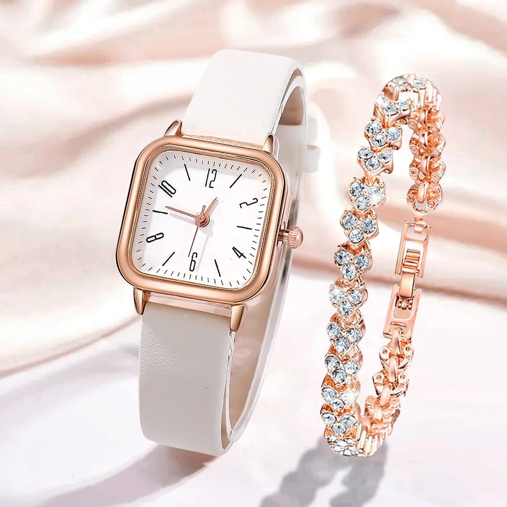 Hot Selling Women's Simple and Fashionable Watch Rose Gold Heart Bracelet, Suitable for Daily Versatility