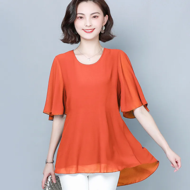 Women chiffon Blouses 2024 sexy Butterlfy sleeve Blouse Casual Tops Elegant Work Wear office lady Shirts blusa grande mujer