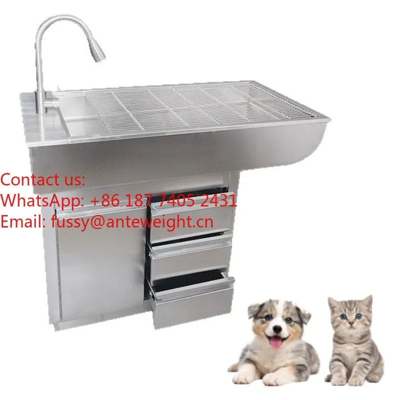 Veterinary 304 Stainless Steel Multifunctional Pet Dog Disposal Examination Table,Professional-Grade Clinic Equipment for Animal