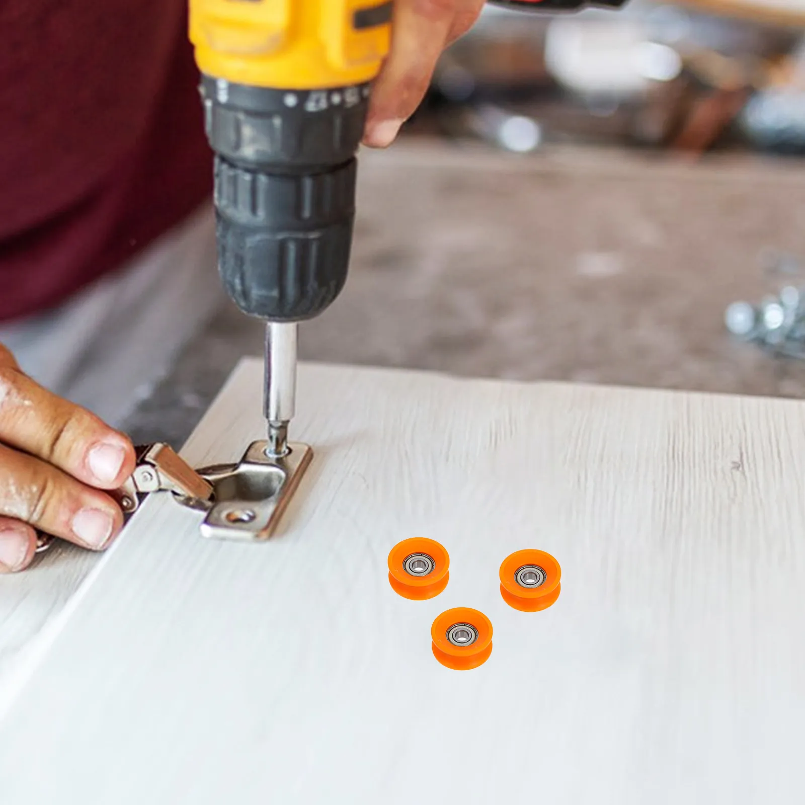 5Pcs U-Groove Nylon Sliding Door Rollers Smooth Silent Operation Micro Bearings Furniture Cabinets Orange U Groove Pulley