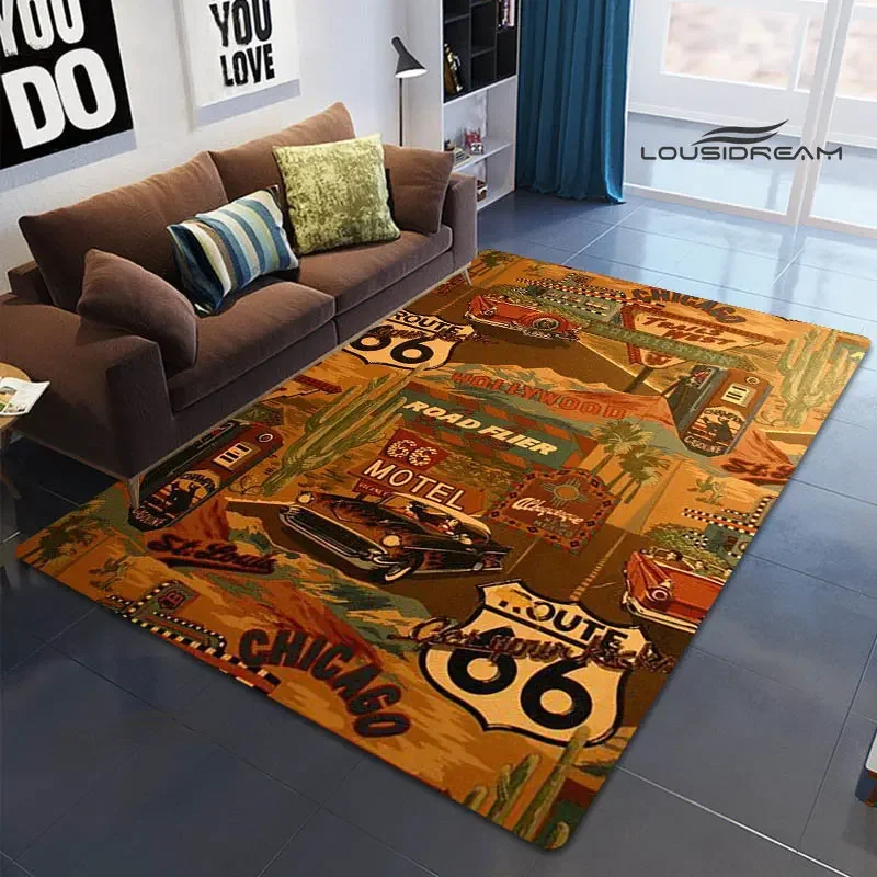 American Route 66 Printed carpet Non -slip carpet Yoga mat carpets for living room area rug Door pad anime rug birthday gift
