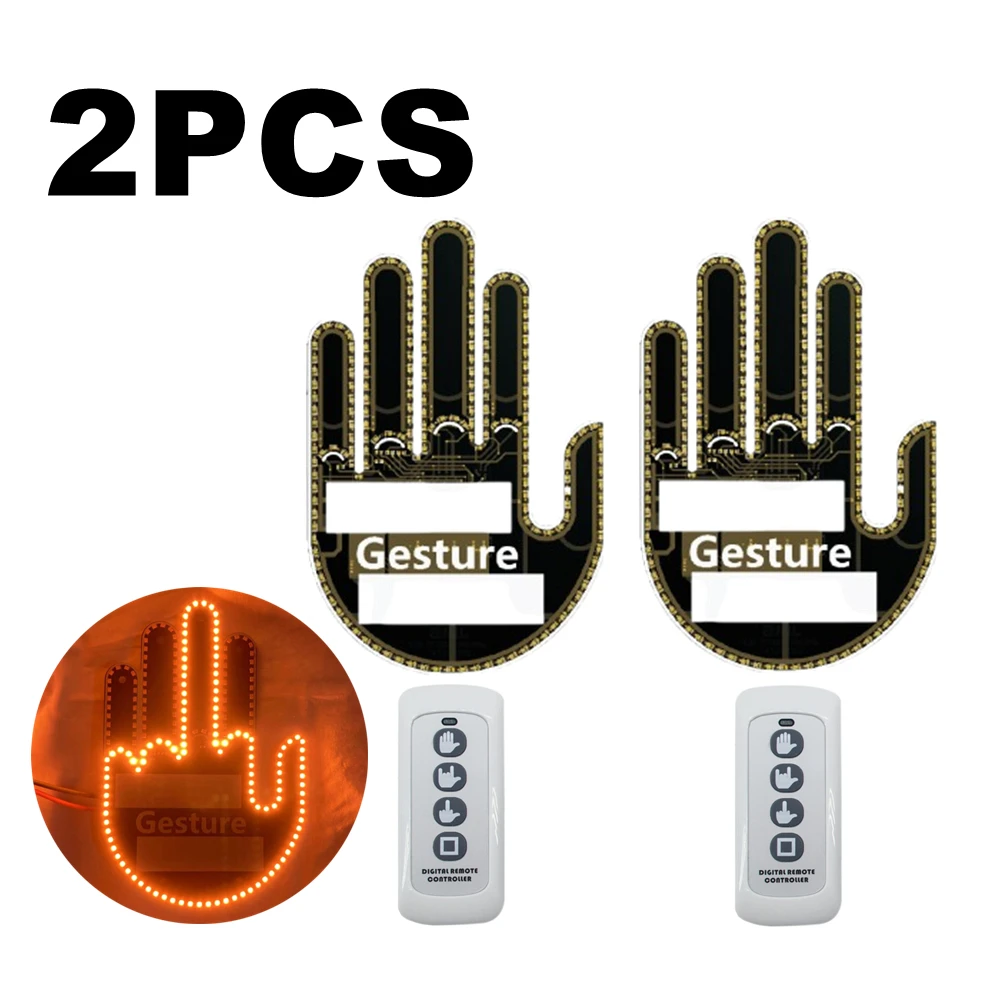 

2PCS Middle Finger Gesture Light with Remote Car Light LED Car Hand LED Car Finger Up Give The Love Bird Wave Road Rage Signs