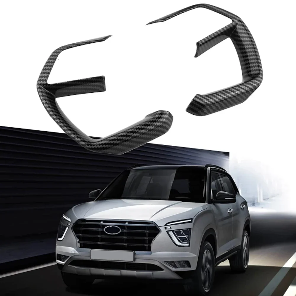 

For Hyundai Creta Grand 2020 - 2025 ABS carbon fiber Car Steering Wheel Button Panel Cover Sticker tirm Accessories