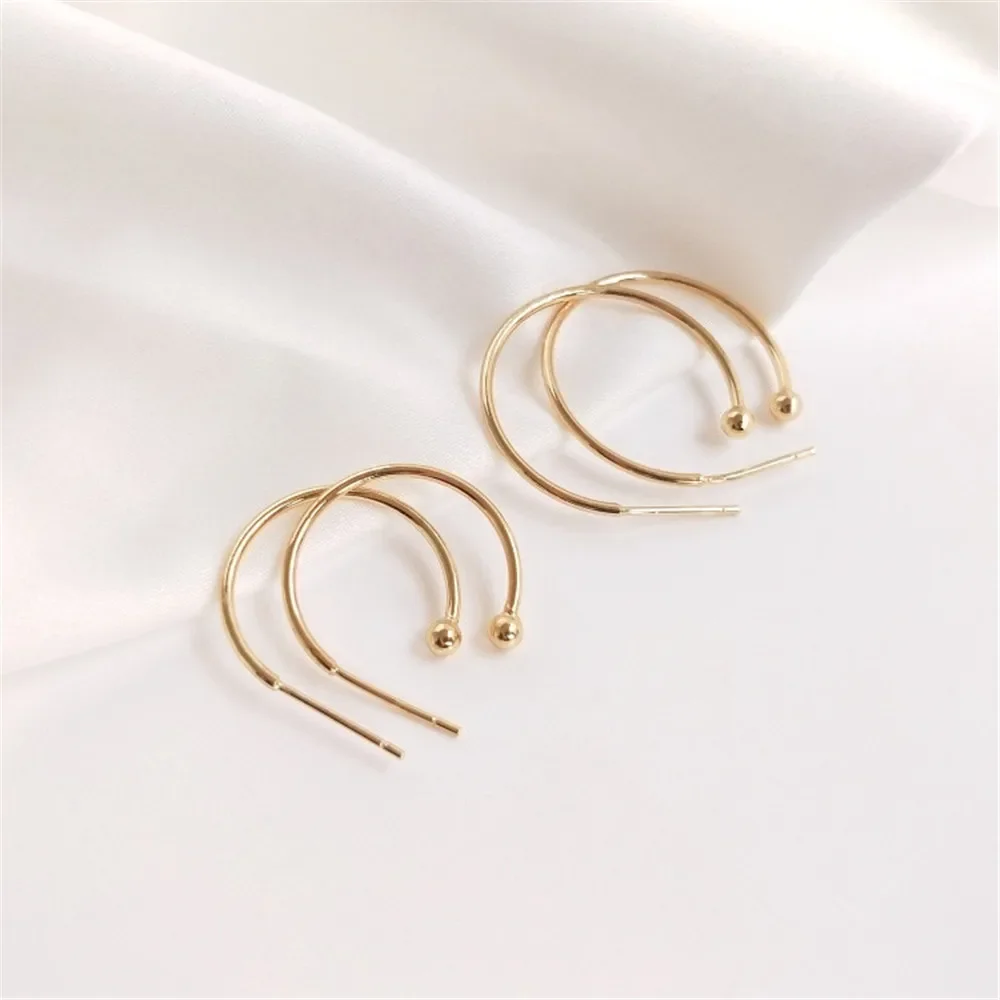 

14K Gold Plated Semicircular ear stud C shaped ear pin Diy earring accessories material