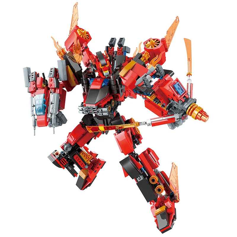 

4-in-1 Building Blocks 41305 Flame God General Fusion Robot Transformation Puzzle Boys Toy Gift Assembled Children's Gift