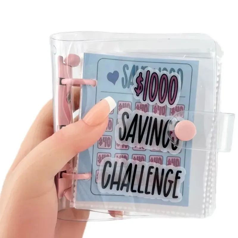 

Mini 3-Ring Hand Account Book, $1000 Savings Challenge Budget Binder, Portable Money Saving Tracker
