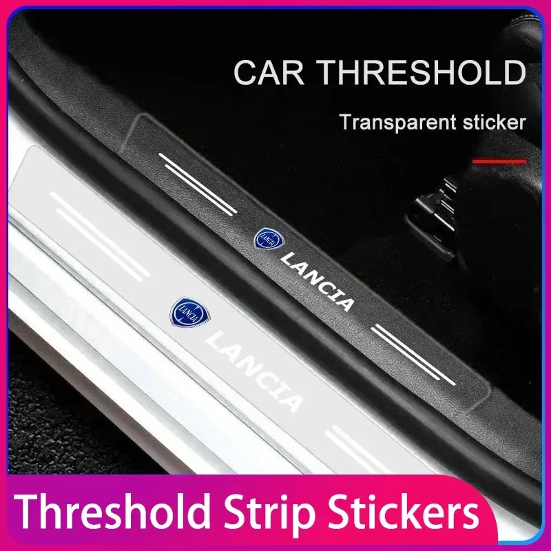 

4pcs Carbon Fiber Car Sticker Auto Door Threshold Scratch Waterproof For Lancia ypsilon delta musa nera thema universal