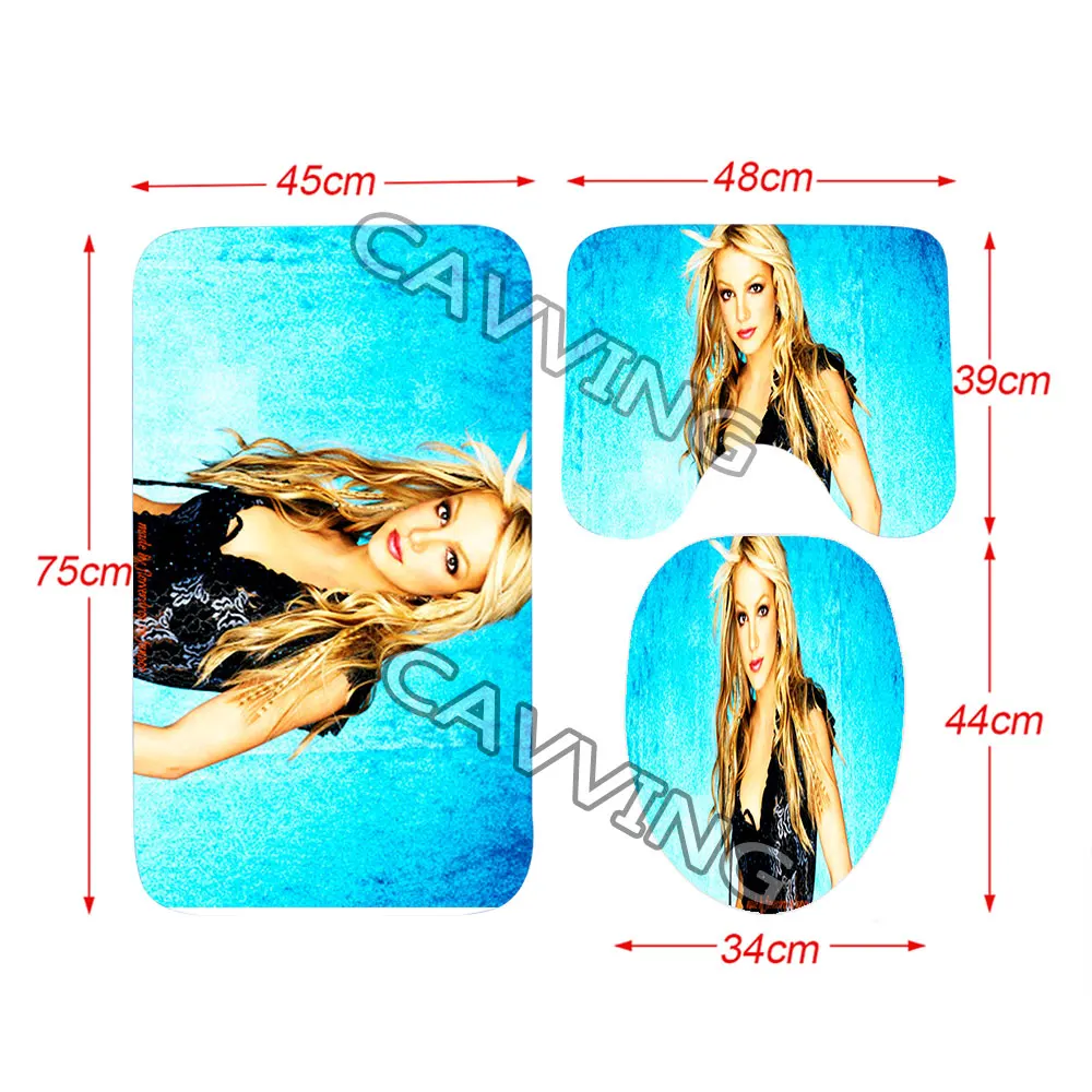 Britney Spears 3D Shower Curtains Waterproof Bathroom Curtain Anti-slip Bath Mat Set Toilet Rugs Carpet  Home Decor   H02