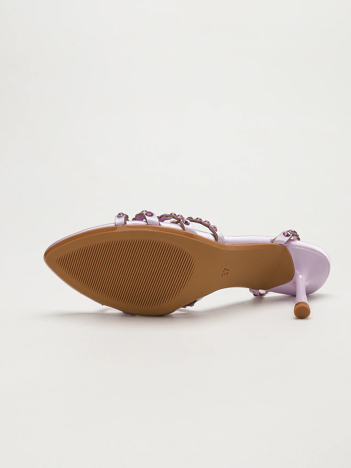 Damen Leichte Lavendel Kristall Strass Muschelrand-Riemchensandalen Verstellbare Knöchelschnalle Stiletto-Absatz Abend- und Brautschuhe – Detail 6