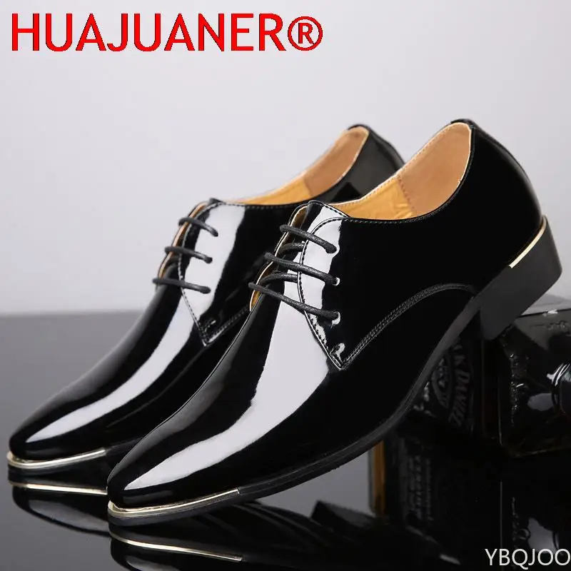 2023 Newly Men\'s Quality Patent Leather Shoes White Wedding Shoes Size 38-48 Black Leather Soft Man Dress Shoes