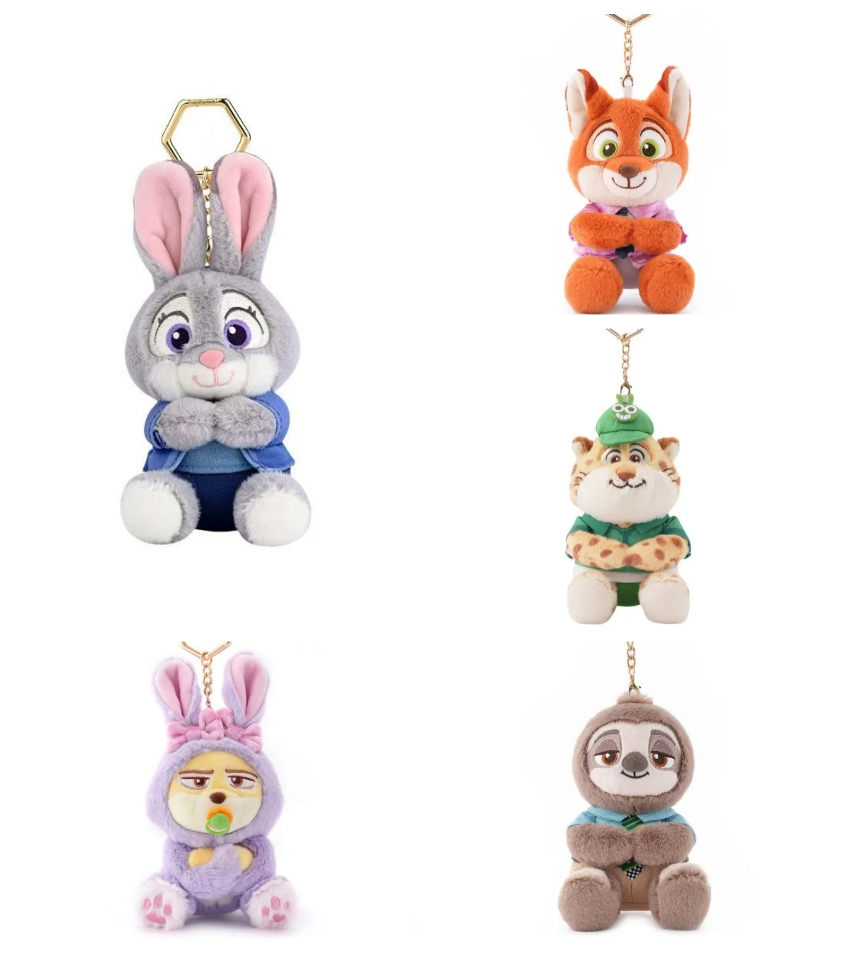 Cute Nick Judy Flash Clawhauser Finnick Plush Toy Pendant Cartoon Fox Bunny Cheetah Sloth Plush Keychains Bag Car Plush Keyrings