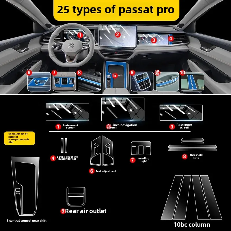 

Tpu Transparent Film for 2025 Volkswagen Passat Pro Car Interior Sticker Console Dashboard Screen Protective Film Accessories
