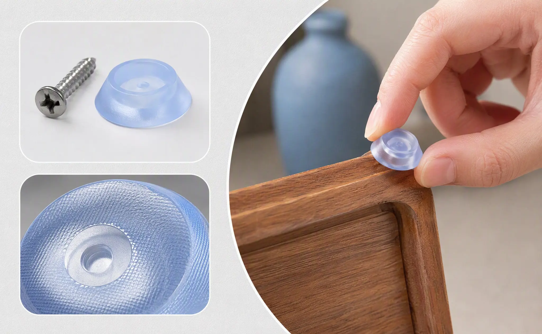 100Pcs Chopping Board Grip Feet Non Slip Rubber Pads 16Mm Screw Anti Scratch Cutting Board Bottom Pads Replacement Stabilizer