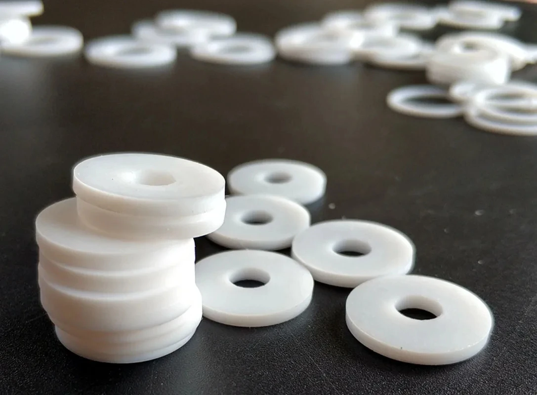 5PCS  Thickness 1.25/1.5/2mm  White Polytetrafluoro （PTFE ）Plastic Flat Washer SealingInner Inner Gasket Spacer Sealing O-type