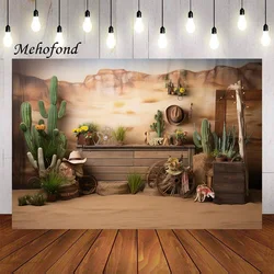Mehofond Photography Background Mexico Desert Cactus Western Cowboy Kid Birthday Party Portrait Decoration Backdrop Photo Studio