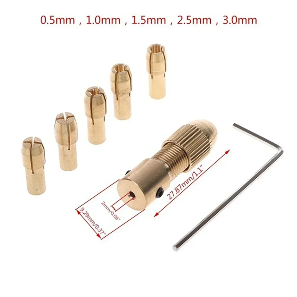 7Pcs 2mm Mini Drill Chuck Set Brass Dremel Collet Fixture Clamp For Electric Motor Shaft Micro Drill Bit Tool Chuck Adapter