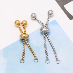Pulseira de aço inoxidável 304 ajustável, extensor deslizante, correntes de caixa com bolas, fazer jóias DIY, 3pcs por lote