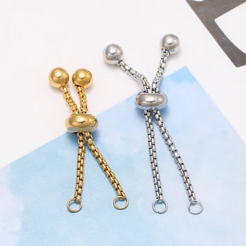 3 pz/lotto Regolabile In Acciaio Inox 304 Braccialetti Produzione Cursore Scatola di Prolunga Catene con Estremità a Sfera per la Creazione di Gioielli FAI DA TE